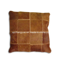 Natural Leather Cowhide Patch Pillow Covers